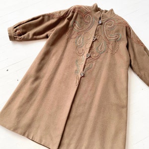 1980s Embroidered Brown Wool Coat image 3