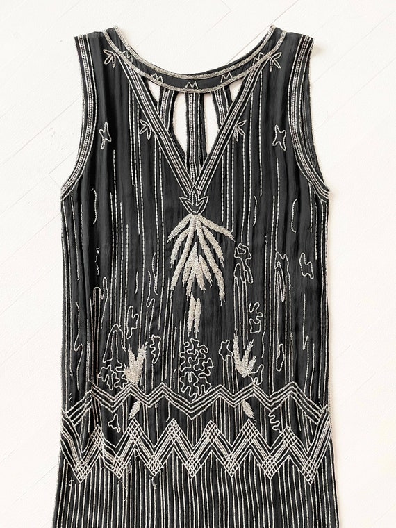 1980s does 1920s Beaded Silk Flapper Dress - image 2