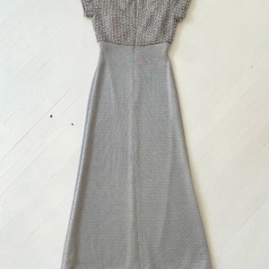 1970s Beaded Silver Knit Maxi Gown image 6