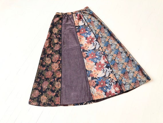 Vintage Tiered Mixed Print Maxi Skirt (M)
