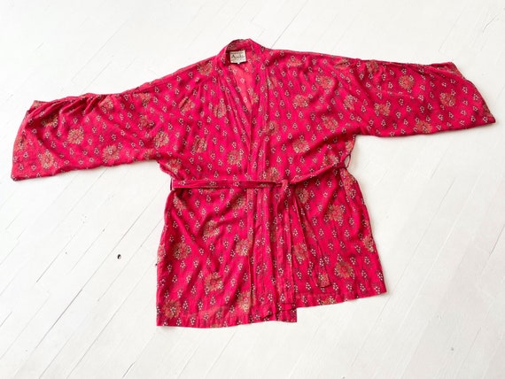 1970s Red Block Print Indian Cotton Gauze Jacket - image 4