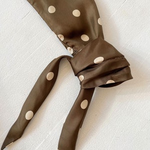 1970s Bill Blass Brown Polka Dot Dress with Matching Headscarf image 4