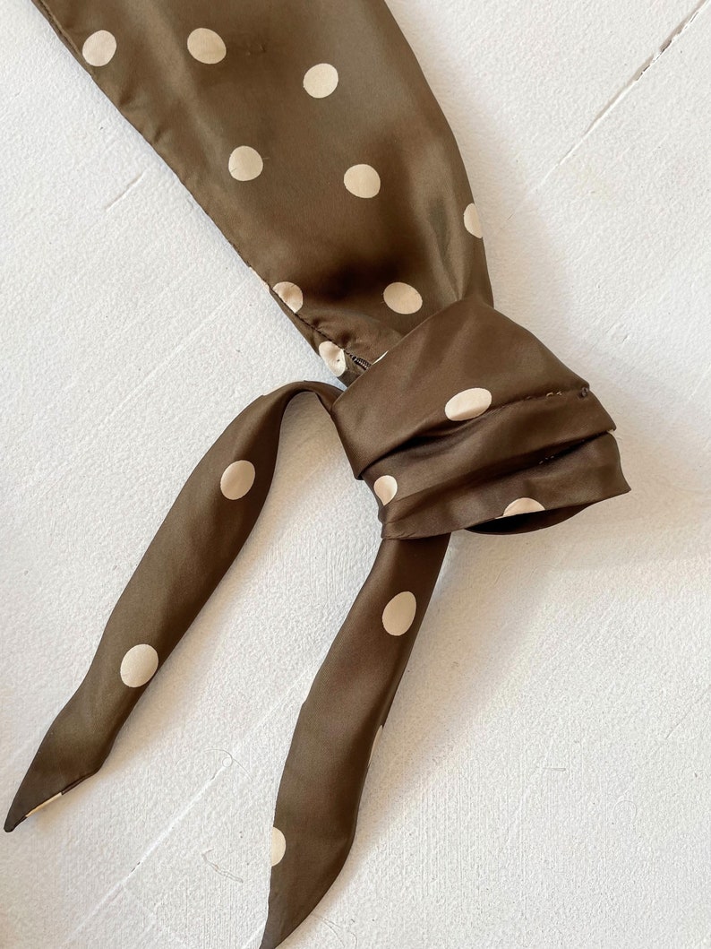 1970s Bill Blass Brown Polka Dot Dress with Matching Headscarf image 4