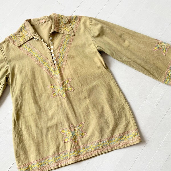 70s North African-Inspired Tunic | Vintage Women's Ethno-Chic Embroidery main image 1