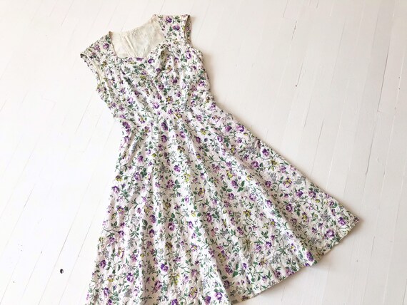1950s Floral Eyelet Dress