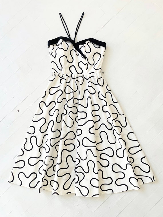 1980s Squiggle Print Party Dress - image 3