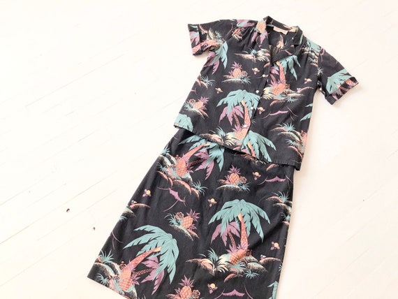 1970s Tropical Print Two Piece Set