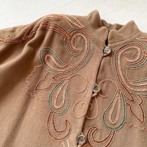 1980s Embroidered Brown Wool Coat image 2