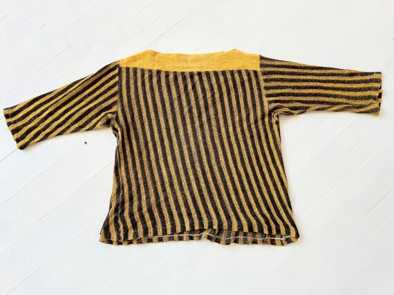 1970s Black + Yellow Striped Terrycloth Sweatshirt - image 3