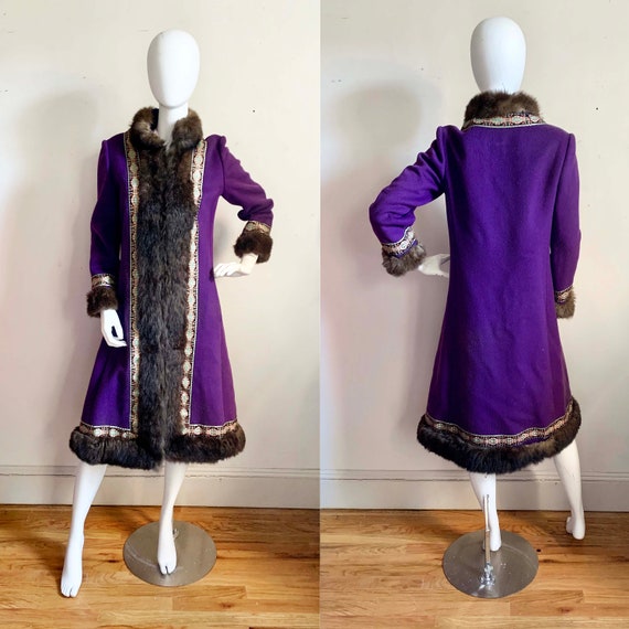 1960s Purple Russian Folk Princess Coat