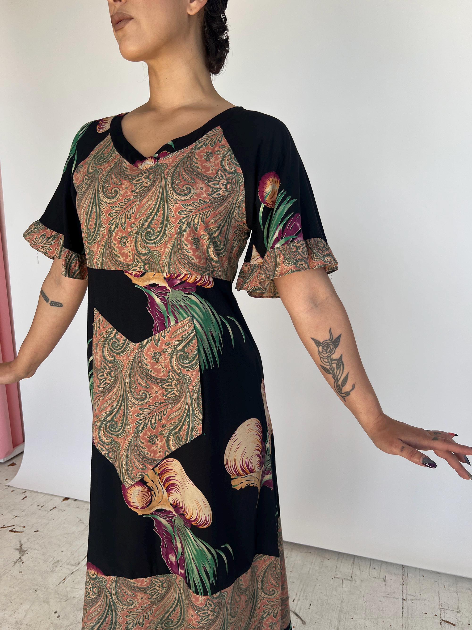 90s rayon dress Vintage 90s Onyx Floral Rayon Maxi Dress