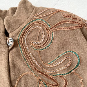 1980s Embroidered Brown Wool Coat image 4