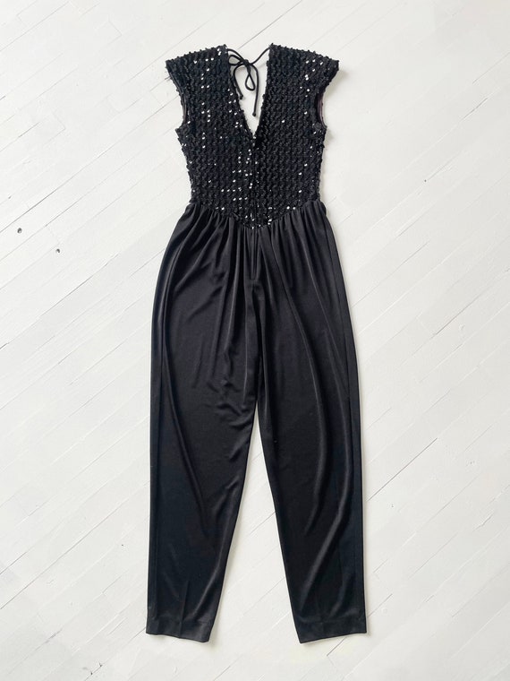 1980s Black Sequin Jumpsuit - image 4