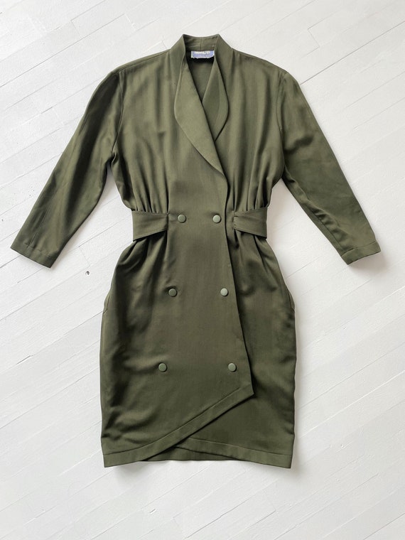 1980s Thierry Mugler Olive Green Double Breasted … - image 3