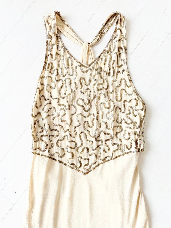 1930s Cream Sequin Bias Cut Gown AS IS - image 2