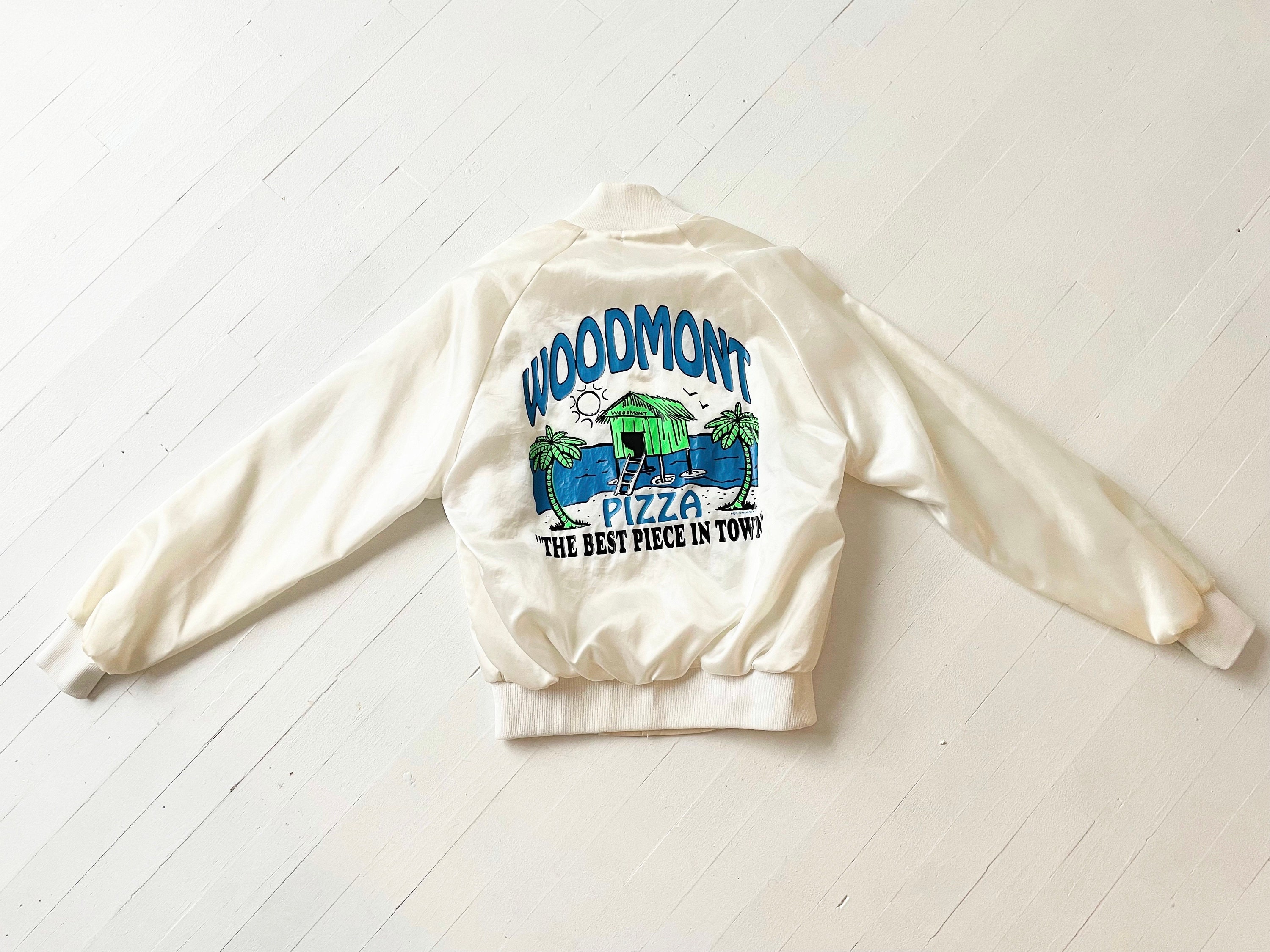 Vintage “Woodmont Pizza” Satin Bomber Jacket