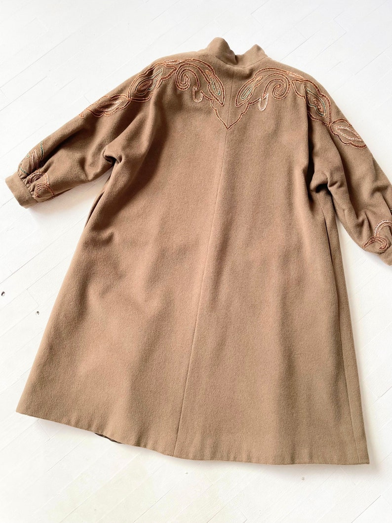 1980s Embroidered Brown Wool Coat image 5
