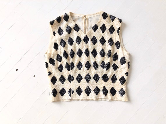 1960s Harlequin Sequin Top