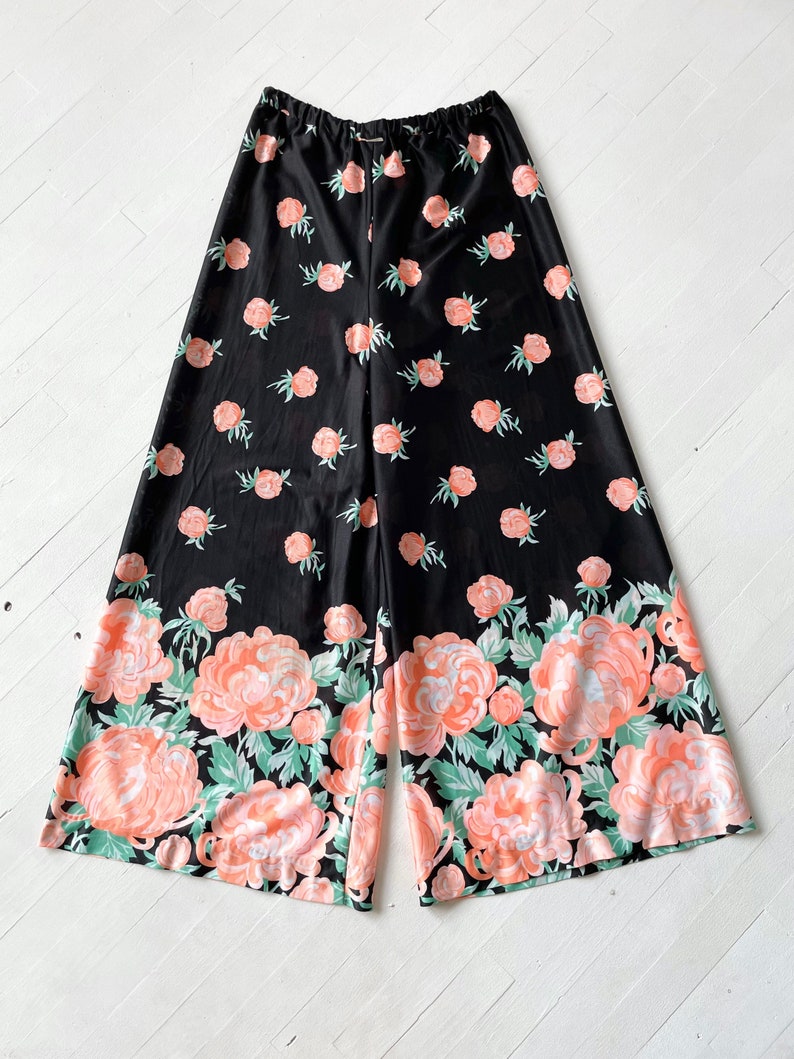 1970s Floral Wide Leg Pants image 3