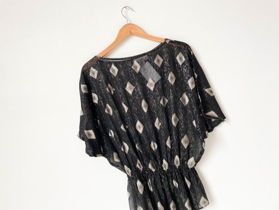 1980s Sheer Metallic Diamond Top - image 1