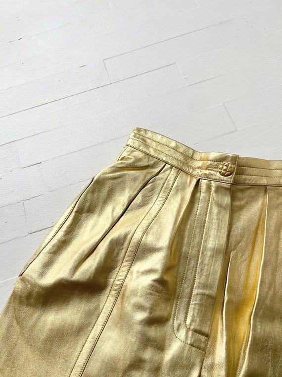 1980s YSL Rive Gauche Gold Leather Pants - image 2