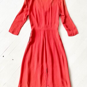 1940s Coral Rayon Crepe Dress image 4