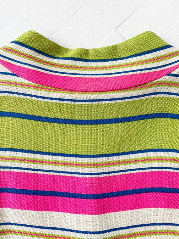 1970s Circle Zip Front Striped Minidress - image 6