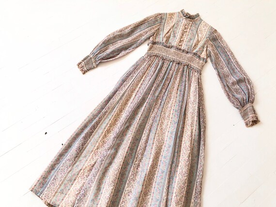 1970s Striped Printed Maxi Dress