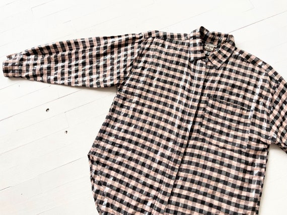 1980s Metallic Plaid Shirt - image 1