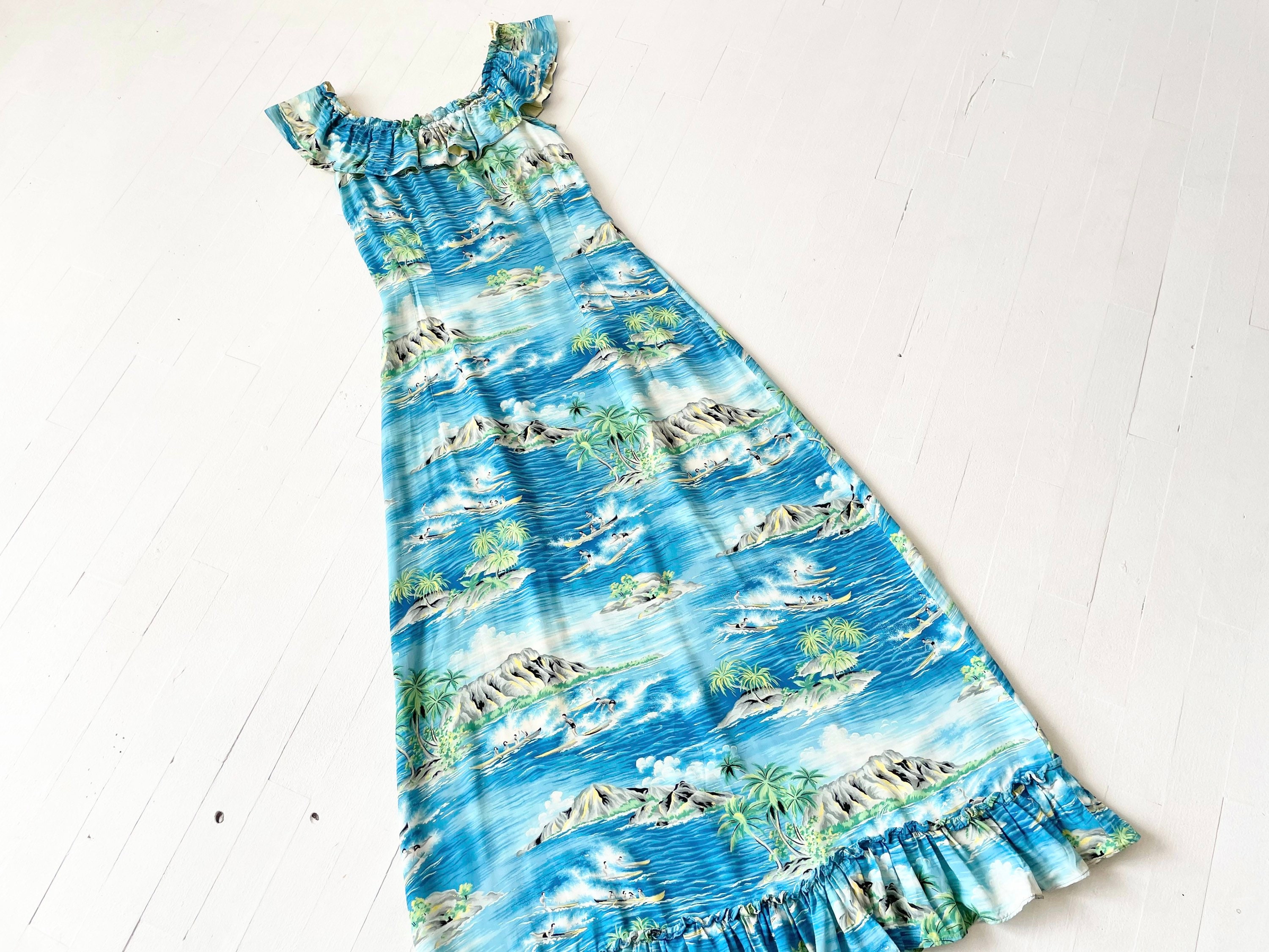 1950 年代のイオラニ ハワイアン ドレス - Etsy 日本