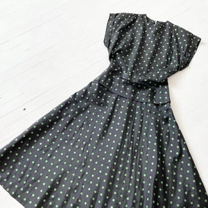 1940s Black Taffeta Polka Dot Dress image 6