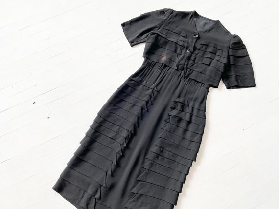 1940s Black Rayon Crepe Dress AS IS - image 10