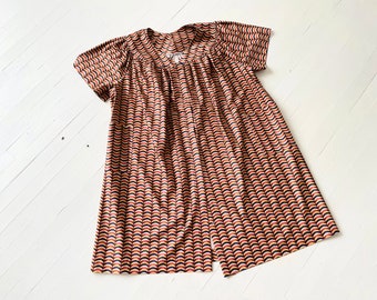 Vintage Geometric Print Homemade Smock Dress