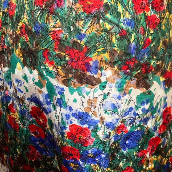 1950s Silk Floral Garden Dress - image 5