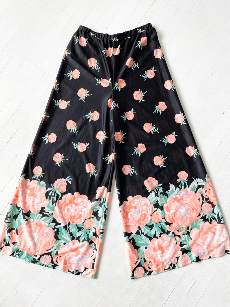 1970s Floral Wide Leg Pants image 5