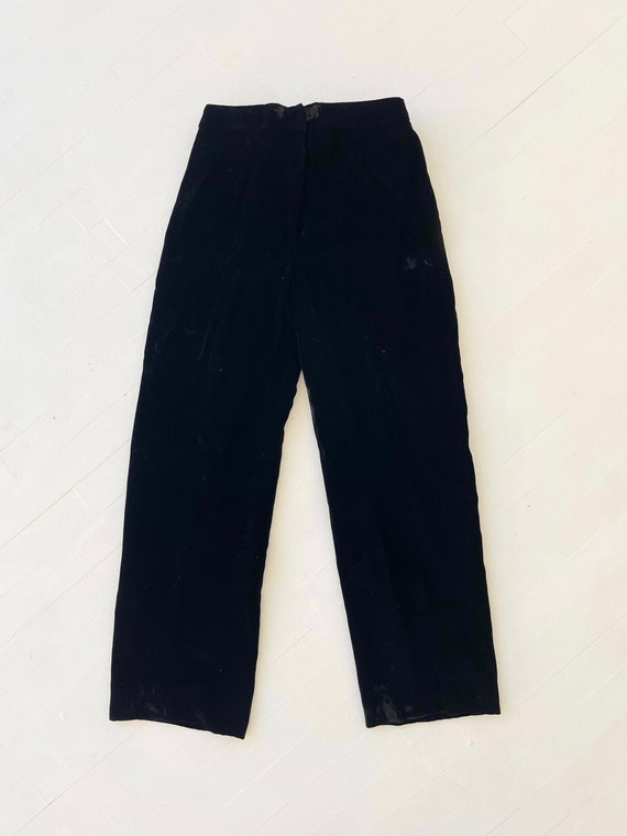 Vintage High Waist Black Velvet Pants - image 4