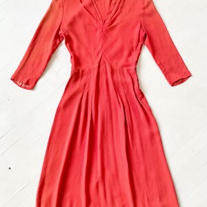 1940s Coral Rayon Crepe Dress image 2