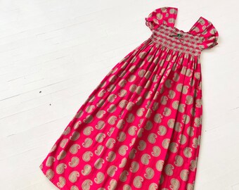 1970s Red Paisley Print Maxi Dress