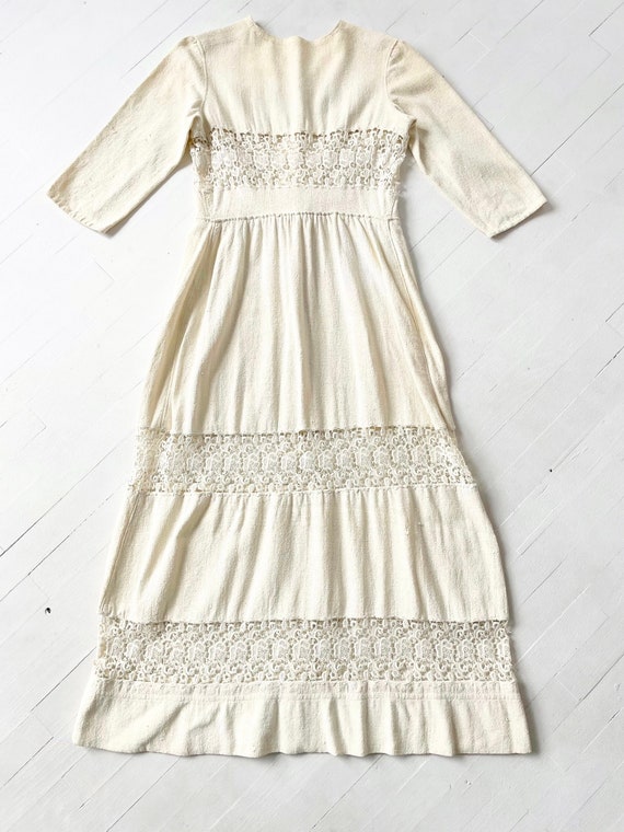 Antique Edwardian Cream Crochet Walking Dress - image 5