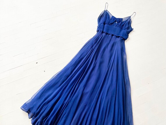 1930s Blue Silk Chiffon Dress - image 8