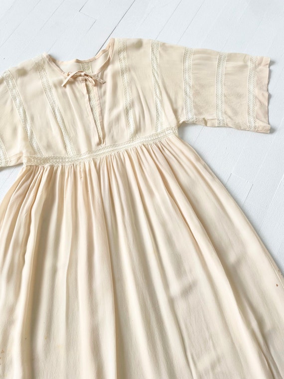 1970s Sheer Peach Silk + Lace Dress - image 9