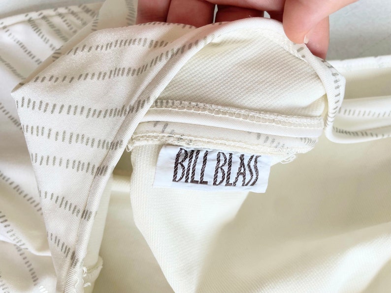 1980s Bill Blass White Striped High Cut Swimsuit with Ultra Low Neckline and Back image 6