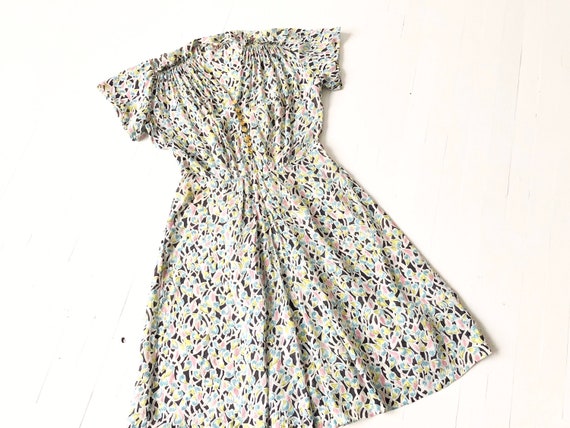 1940s Chiffon Heart Print Dress