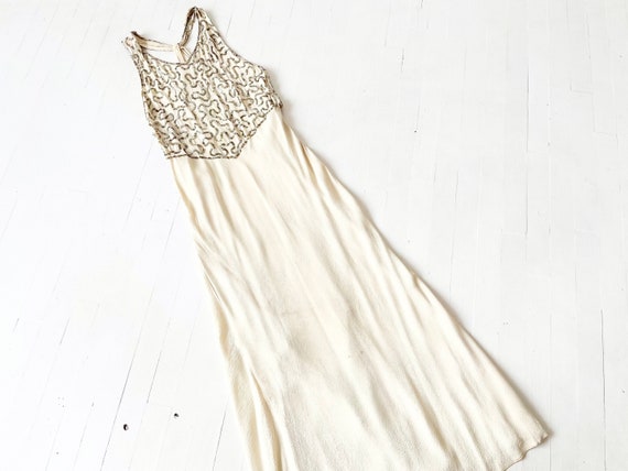 1930s Cream Sequin Bias Cut Gown AS IS - image 1
