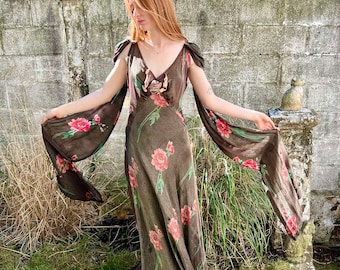 1930s Lamé Rose Gown