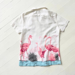 Vintage White Flamingo Print Shirt image 5