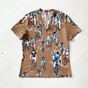 1970s Brown Cyclist Print T-Shirt image 6