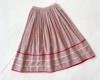 1980s Geoffrey Beene Textured Knit Skirt with Striped Ribbon Trim