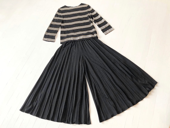1970s Metallic Striped Palazzo Two Piece Set