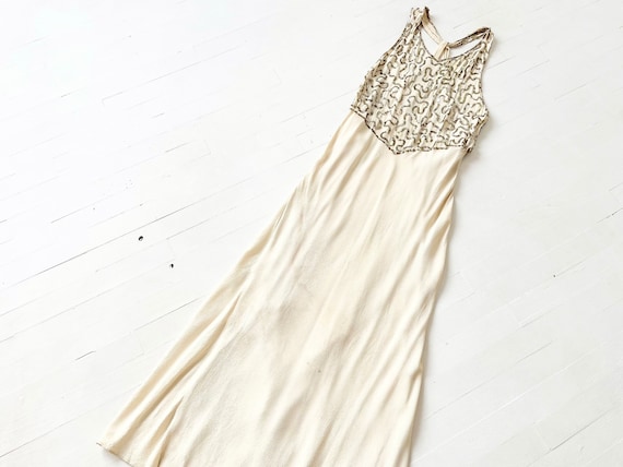 1930s Cream Sequin Bias Cut Gown AS IS - image 9